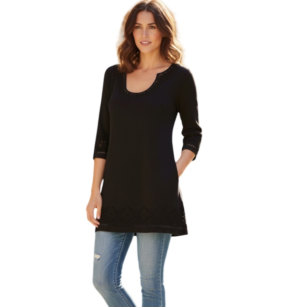 Max Studio Black Linen Tunic Dress Size Small